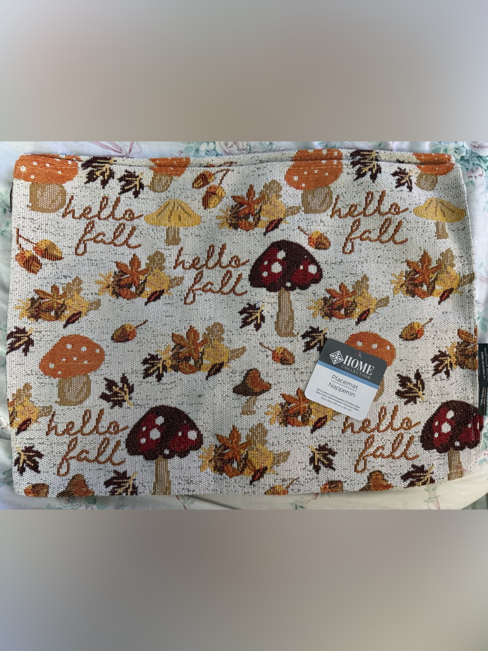 Autumn Harvest Fall Tapestry Placemat- Orange & Brown